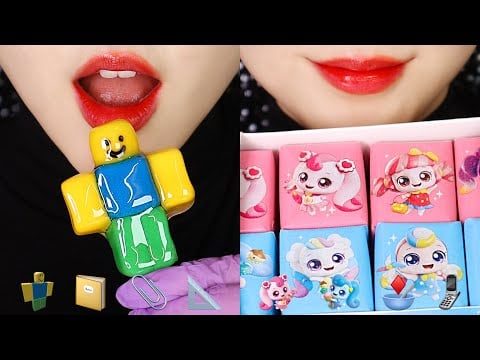 ROBLOX FOOD, SUGAR FONDANT, CUTE ICE CREAM EATING SOUND ASMR 📐