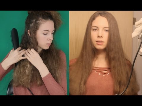 Hair Brushing & Straightening - ASMR - Hair Straightening Brush Review