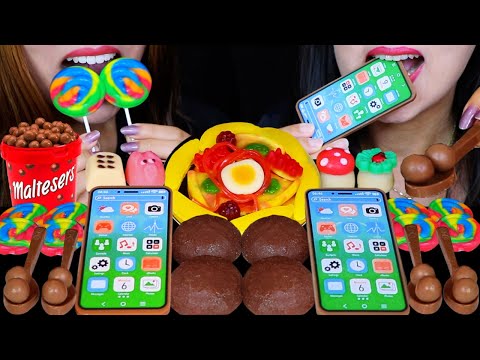 ASMR MOST POPULAR DESSERTS (EDIBLE CHOCOLATE SMARTPHONES, MALTESERS SPOONS, GUMMY PIZZA, MOCHI 먹방