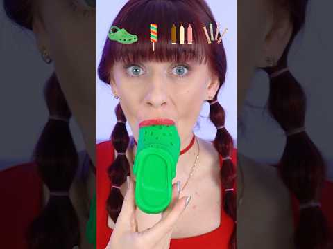 ASMR Giant Gummy Jelly Crocs, Lollipops, Jelly Straws #mukbang