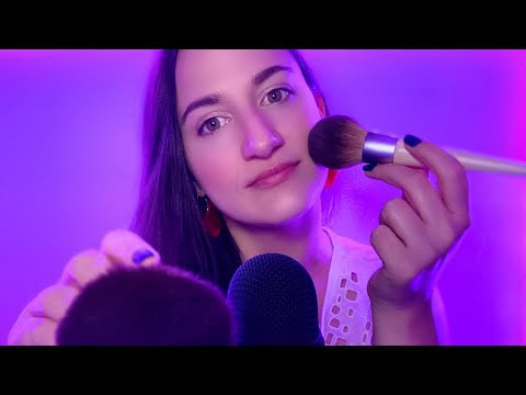 ASMR • 1 HOUR • BRUSHING your face, mine & the mic (Mouth Sounds)