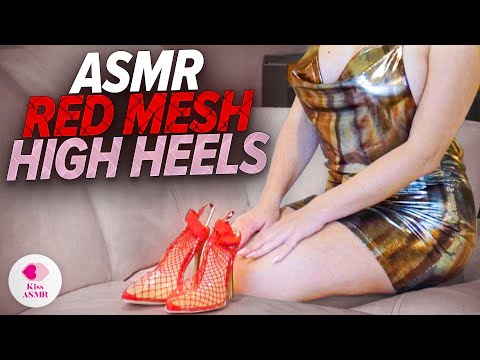 ASMR | Red Mesh High Heels 4K