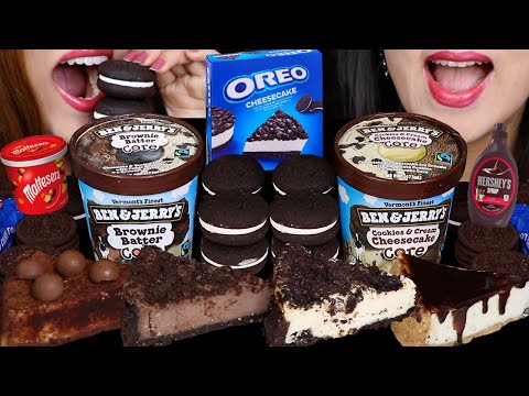 ASMR MALTESERS, OREO, HERSHEY'S FUDGE, CHOCOLATE CHIP CHEESECAKES + BROWNIE LAVA ICE CREAM TUBS