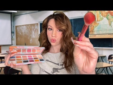 ASMR GIRL SITTING BESIDE YOU IN CLASS DOES YOUR MAKEOVER📚💕(she’s kinda bossy)