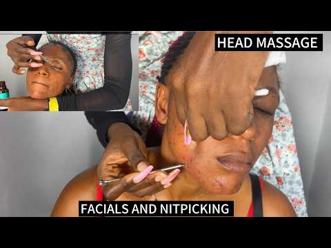 ASMR ear cleaning facial back massage nitpicking scalp scratching,massage for deep sleep &relaxation
