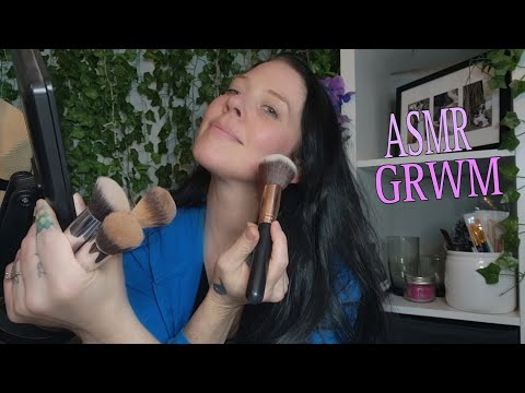 ASMR- GRWM (makeup sounds, light tongue clicks, and a few whispers)