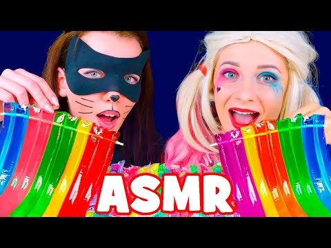 ASMR Eating Sounds Super Cat VS Harlie Jelly Straws Mukbang