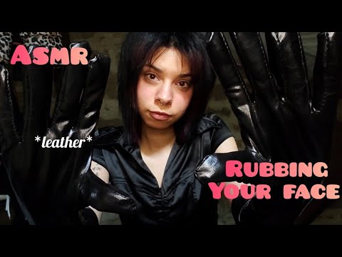 ASMR ◇ Rubbing your face with leather gloves 🖤