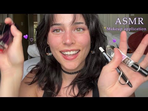 ASMR showing you my everyday makeup look hangout sesh | Lofi up-close w/ mouth sounds