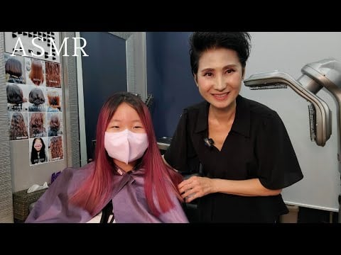 미용실 ASMR 헤어 매니큐어 옴브레(셀핑크+바이올렛)  Hair salon ASMR hair manicure ombre (selfie pink + violet)