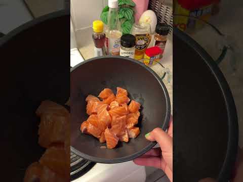 ASMR make healthy dinner with me #asmr #mouthwhisper #healthyfood #salmon