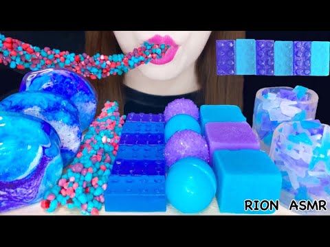 【ASMR】【咀嚼音 】BLUE PURPLE DESSERTS 青と紫色の食べ物 MARSHMALLOWTANGHULUMUKBANG 먹방 食べる音 EATINGSOUNDS NOTALKING