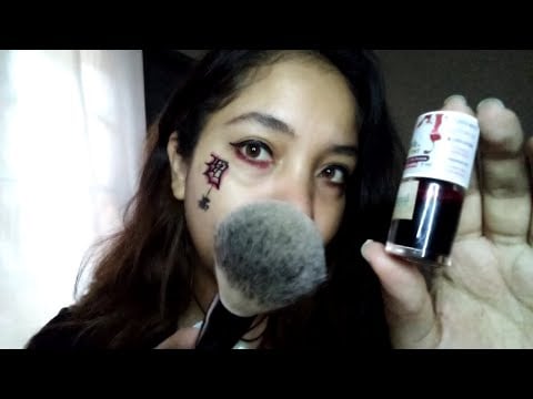 ASMR Fazendo sua maquiagem para a festa do Halloween 🎃🕸🕷 [bastante batidinhas na tela]