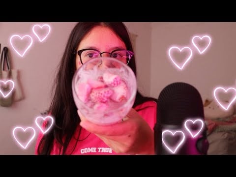 ASMR con el postre del amor (fresas con crema) 🍓🤤💕
