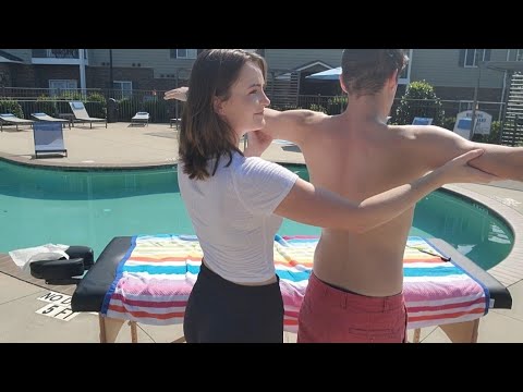 ASMR Real Person Chiropractic Adjustment - Neck and Back *CRACKS* by the pool (Outside ASMR)