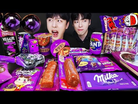 ASMR MUKBANG | 편의점 꿀젤리 퍼플 디저트 먹방 불닭 아이스크림 & PURPLE DESSERT HONEY JELLY CANDY