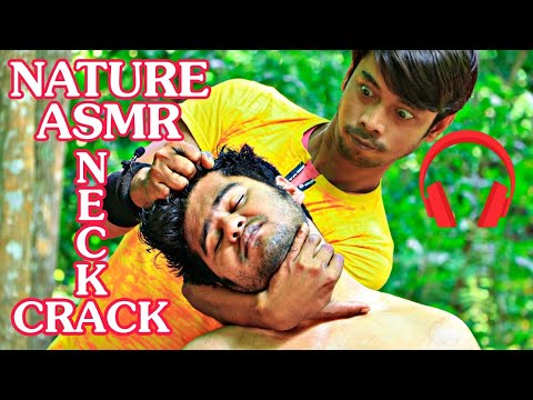 15 minutes head massage💆‍♂with neck crack | shoulder massage in green nature asmr