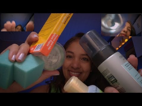 ASMR Limpeza Facial, Massagem na cabeça com óleo e Limpeza básica de Ouvidos com raspagem, cotonete🌙