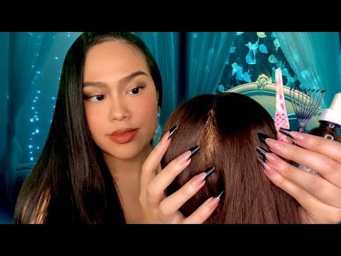 ASMR Girl Does Your FAVORITE Scalp & Neck Triggers | Scalp Scratch, Massage, Plucking, Nape & Neck