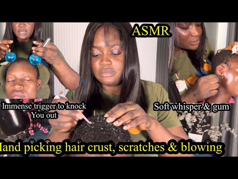 ASMR ✨Immense trigger that will knock you out, soft whisper hair picking, scratching, scalp blowing