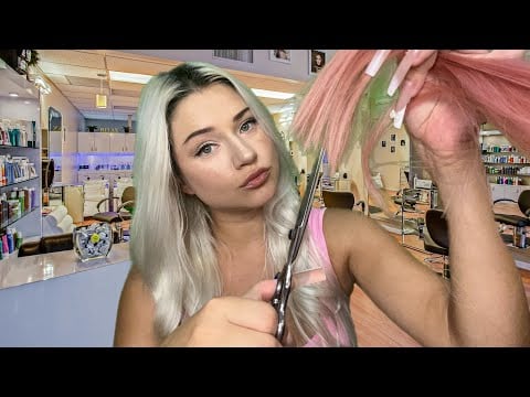 ASMR Haircut Roleplay ✂️ Gossip "Boss Babe" Stylist Does Your Hair (Gum Chewing)
