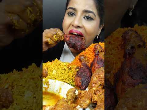 ASMR Eating Spicy Whole Chicken Curry,Egg Fried Rice,Tikka Masala Big Bites ASMR Eating Mukbang