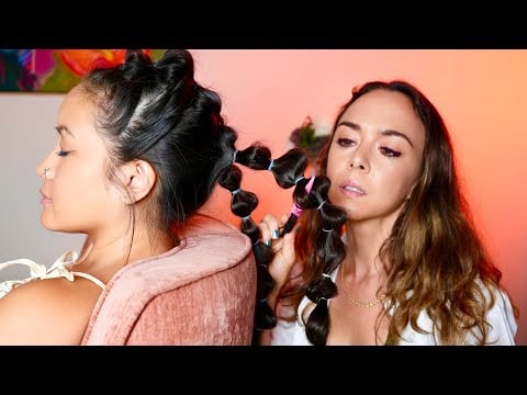 ASMR Hair Styling - Cutest Bubble Braids [Real Person] Hair Brushing, Soft Spoken Tingles to Relax