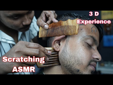 Enjoy 3d Sounds ASMR Comb Massage | Sculp Scratching With Wooden Comb | Neck Cracking ASMR Massage