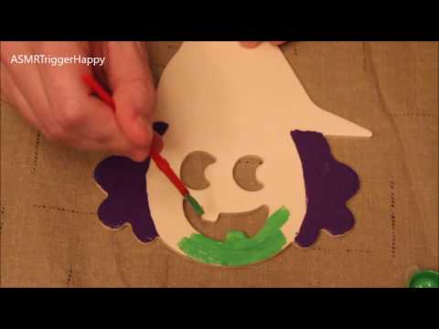 Painting A Wooden Halloween Decoration (ASMR)