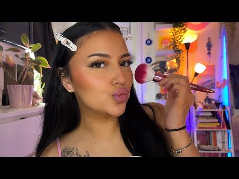 ASMR Doing My Makeup 🎀 (whispering, tapping, lipgloss) 