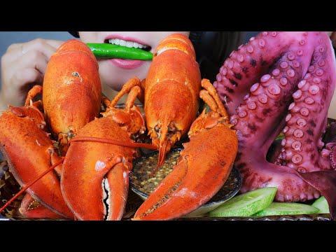 ASMR EATING ALASKA LOBSTERS X OCTOPUS TENTACLES , EATING SOUNDS | LINH-ASMR