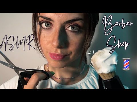 4K ASMR: Barber Shop and Hair Trim ✂️💈 (scissors, soft spoken, lotion, brushing sounds)