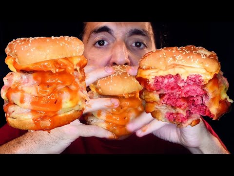 EXTRA CHEESE SPICY CHICKEN BURGER ! *asmr mukbang* 먹방 #shorts