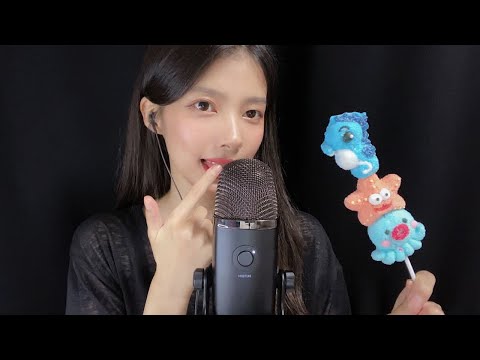 ASMR 스핏 페인팅을 곁들인 꼬치 마시멜로우 이팅사운드 / Marshmallow Eating Sounds, Spit Painting, Mouth Sounds