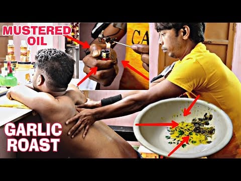 Garlic kabab and mustard oil deep tissue body massage by pro indian barber | asmr relaxing massage
