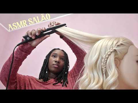 ASMR SALÃO - Cabeleireira faz Chapinha no seu Cabelo🪮| Sons de Pente, Escova e Óleo (CASEIRO)✨