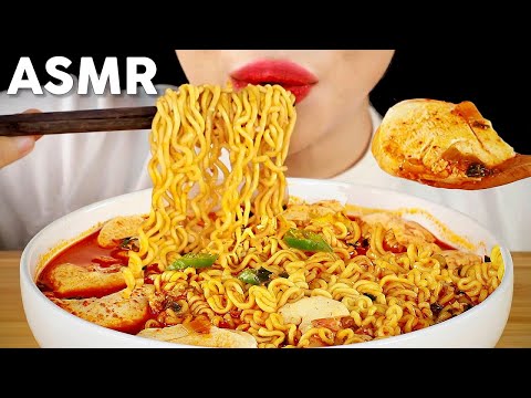 ASMR Spicy Noodles & Soft Tofu Eating Sounds | 순두부라면 먹방 | Sundubu Ramyeon | MINEE EATS