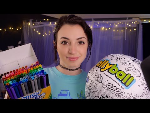 ASMR | Coloring on a Crinkly Cartoon Ball | Soft Spoken