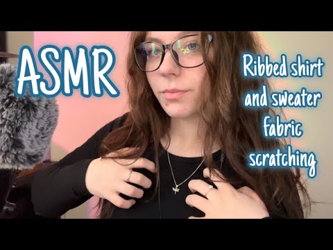 ASMR Ribbed shirt and sweater fabric scratching 