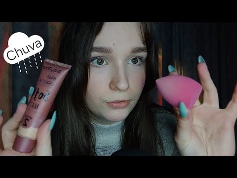 ASMR te maquiando com cuidado e delicadeza (chuva real ao fundo ☔️🌧)
