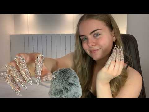 ASMR With Nail Jewellery ✨ (fluffy mic scratching, plucking, tapping, bug searching)