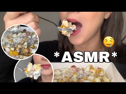 ASMR eating YOGHURT with fruits and roasted oaks | (NO TALKING) asmr lips