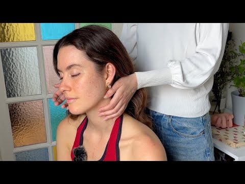 ASMR gentle massage for sleep ☔️ scalp scratches, skin tracing, hair play (whispered, real person)