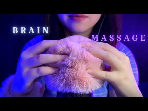 ASMR Brain Massage , Fluffy Mic Scratching , Head Massage , Sleepy , Fall Asleep , No Talking