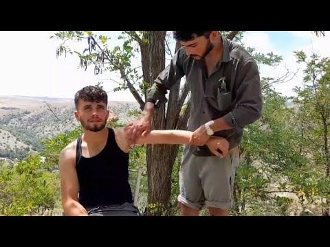 Perfect outdoor asmr massage, body massage, head massage