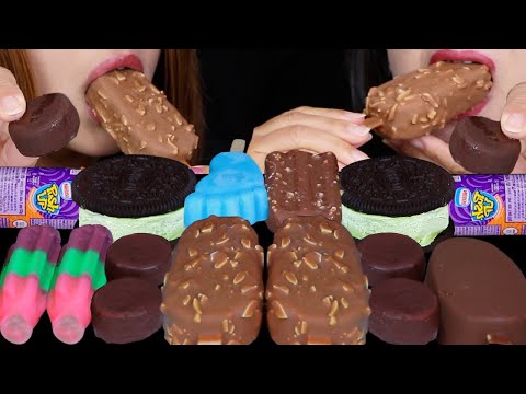 ASMR ICE CREAM PARTY! NERDS BOMB POPS, PUSH UP POP, BLUE FOOT BAR, CHOCOLATE BITES, OREO SANDWICH 먹방