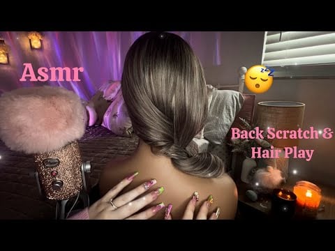 Asmr Back Scratching & Hair Play with Long Nails for Sleep 😴 