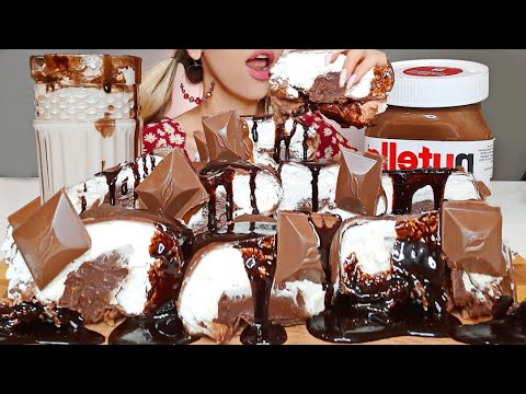 ASMR NUTELLA Hershey's WHIPPED CREAM CREPES MUKBANG