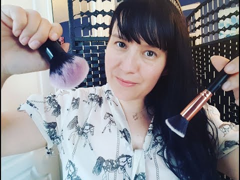 Let me Brush your Face and Whisper to you! ASMR  Stipple /Kabuki  * Relax Tingles Sleep *