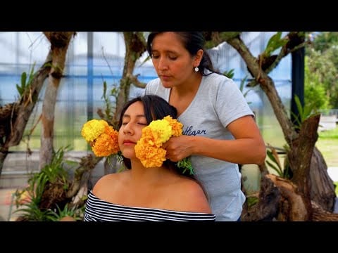 Relaxing ASMR massage, hair play & energy cleansing with medicinal plants with Doña Esperanza